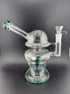Import Glass Disk Perk Globe Rig 14mm 90° with unique globe design and disk percolator for smooth hits.