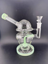 Import Glass Disk Perk Globe Rig 14mm 90° in jade color design with disc percolator for smooth hits.