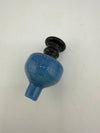 Import Glass Fumed Bubble Cap in blue color, designed for smooth airflow and concentrate control.