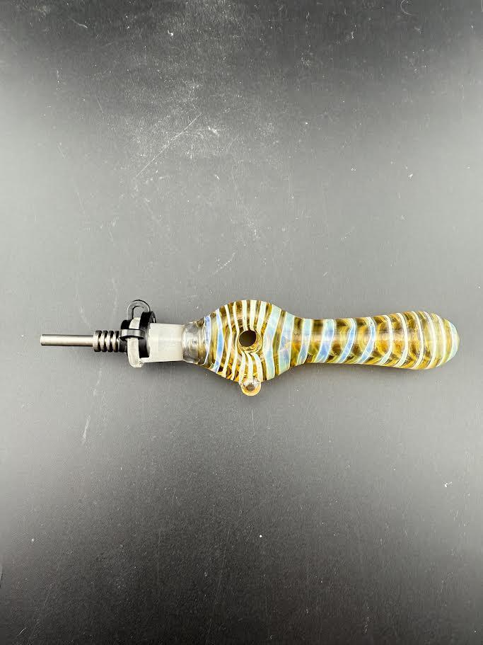 Import Glass Nectar Collector w/ Titanium Tip - 10mm Glass Nectar Collector for clean and efficient concentrate use.