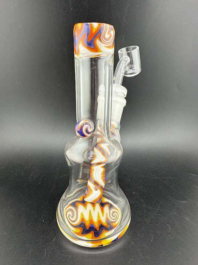 Import Glass Wig Wag 6" Jammer 14mm 45° – Colorful glass rig with unique wig wag design for smooth hits.