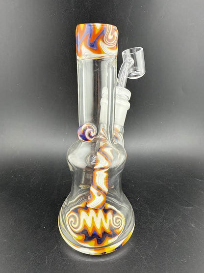Import Glass Wig Wag 6" Jammer 14mm 45° – Colorful glass rig with unique wig wag design for smooth hits.