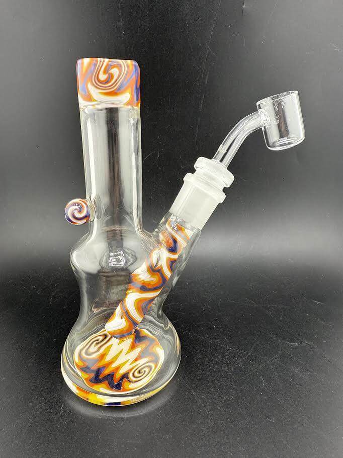 Import Glass Wig Wag 6" Jammer 14mm 45° - Compact glass rig with vibrant wig wag design for smooth hits.