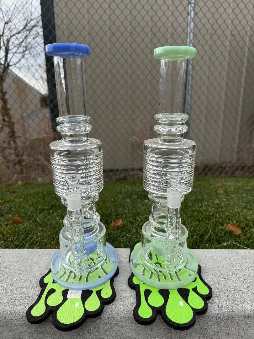 Import Slit Disk Perk Large Maria Straight Tube 14mm 90° in blue and green colors