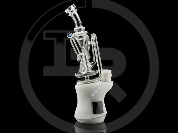 Iridescent Glass Focus V Carta Glass Replacement - Tricycler displayed with a clear glass recycler attachment.
