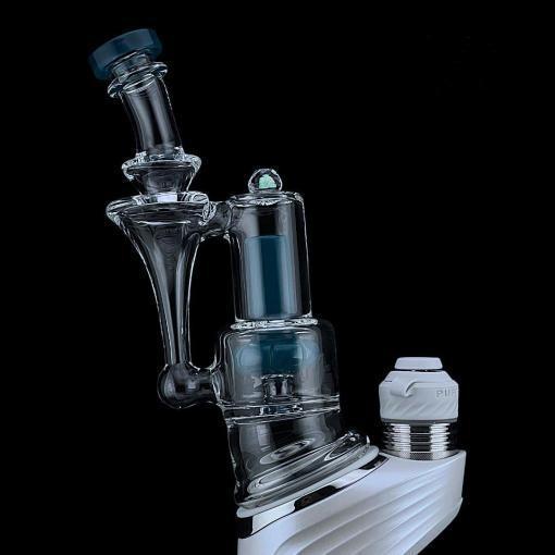 Iridescent Glass Puffco Peak Glass Attachment - Superior ECO RBR in clear glass with opal features.