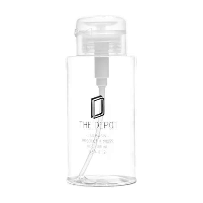 ISO Basin Container from The Depot, 200 mL, designed for easy ISO storage and dispensing with a pump.