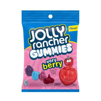 Jolly Rancher Gummies Very Berry flavor pack, featuring soft, chewy candy in vibrant colors and fruity taste.