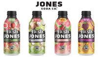 Jones Soda Fiesta – Watermelon Strawberry (16oz Bottle) featuring other tropical flavors like Coconut, Guava, and Mango.