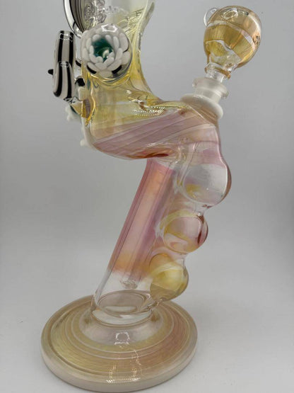 JP Killman Glass x Kiebler Glass White Dragon Pistol Grip Rig 14mm