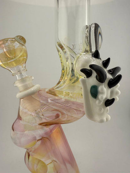JP Killman Glass x Kiebler Glass White Dragon Pistol Grip Rig 14mm