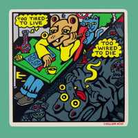 Killer Acid Sticker - Duality Of Life featuring whimsical art depicting a character with a unique expression.