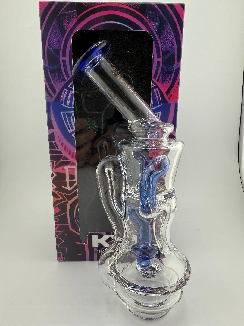 King Pluto Carta Top Midnight Pulse glass attachment with blue accents and packaging for vapor connoisseurs.