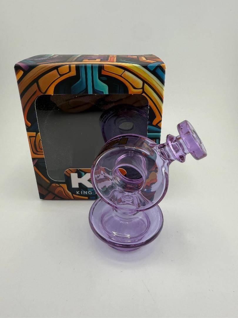 King Pluto Focus V Carta Replacement Top in purple glass with vibrant packaging for enhanced vapor experience.