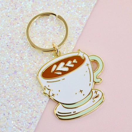 Occasionalish Keychain - Latte Of Love featuring a cup of latte and keyring, perfect for coffee lovers.