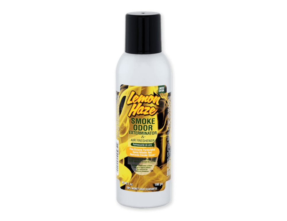 Smoke Odor Exterminator 7oz in Lemon Haze scent, fast-acting air freshener for eliminating smoke and household odors.