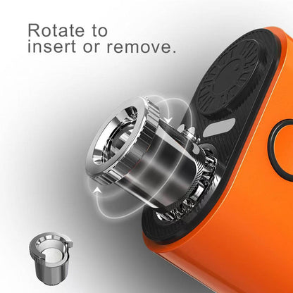 Lookah Octopus Mini E-Rig showing the rotating feature to insert or remove its components.
