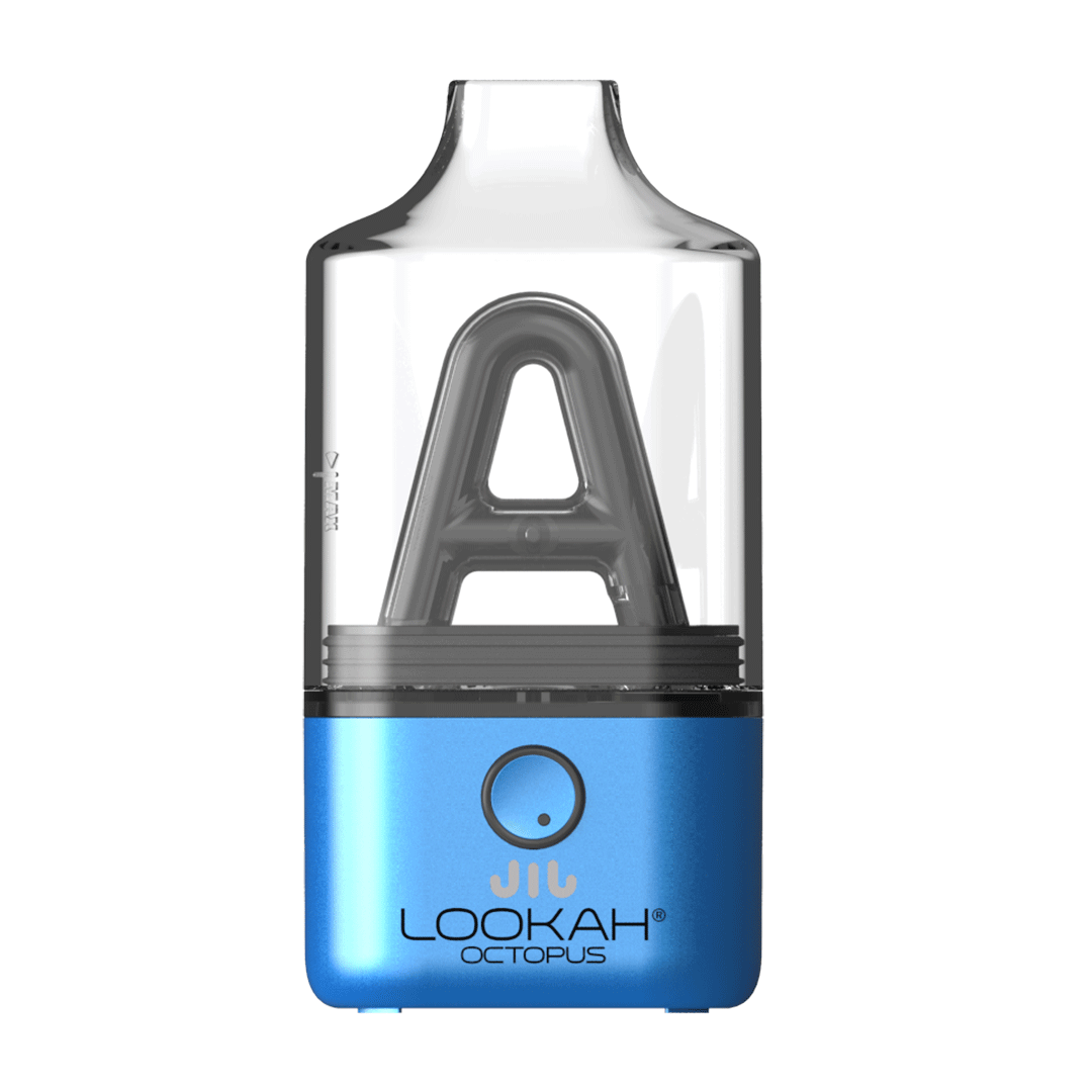 Lookah Octopus Mini E-Rig showcasing compact design and blue base, perfect for portable dab sessions.