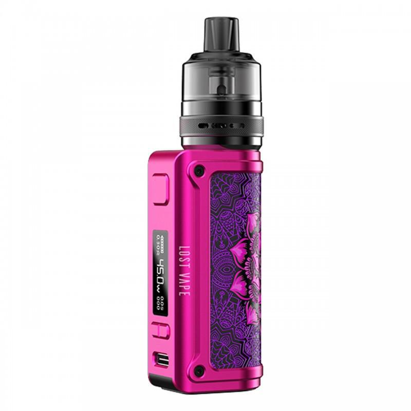 Lost Vape Thelema Mini 45W Kit w/ UB Lite Pod Tank in vibrant pink and purple design