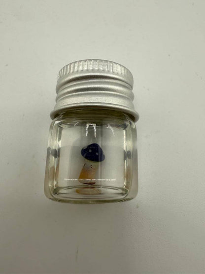 Lucky Gnome Glass Terp Pearl in jar, featuring a blue mushroom design, ideal for enhancing dab setups.