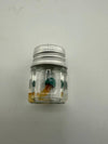 Lucky Gnome mushroom glass terp pearl in clear jar with colorful accents, enhancing dab setups.