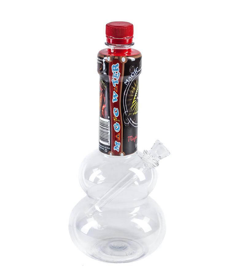 Magic Water bottle and straw in a unique water pipe design, showcasing refreshment with a twist.