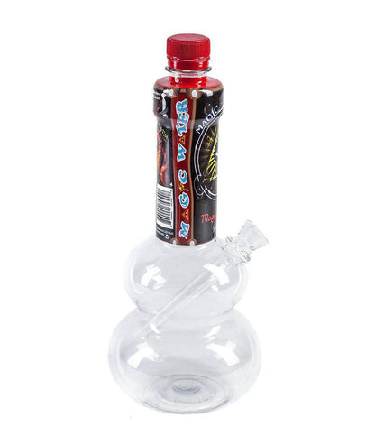 Magic Water bottle and straw in a unique water pipe design, showcasing refreshment with a twist.