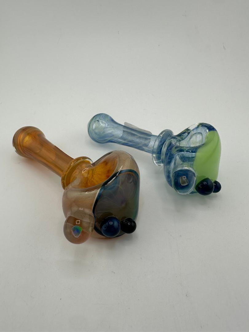 Mank Glass Dry Pipe - Full Color W/ Color Accent Cap & Encased Opal
