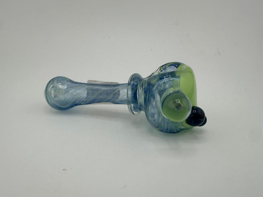 Mank Glass Dry Pipe - Full Color W/ Color Accent Cap & Encased Opal