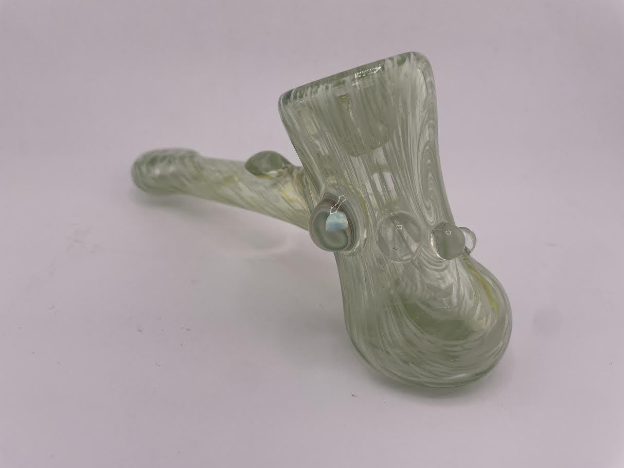 Mank Glass Dry Pipe - Hammer with unique swirl design and comfortable grip, showcasing handcrafted quality.