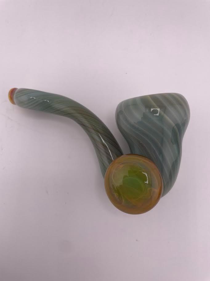 Mank Glass Dry Pipe - Sherlock featuring a unique design and smooth curves, showcasing handblown borosilicate craftsmanship.