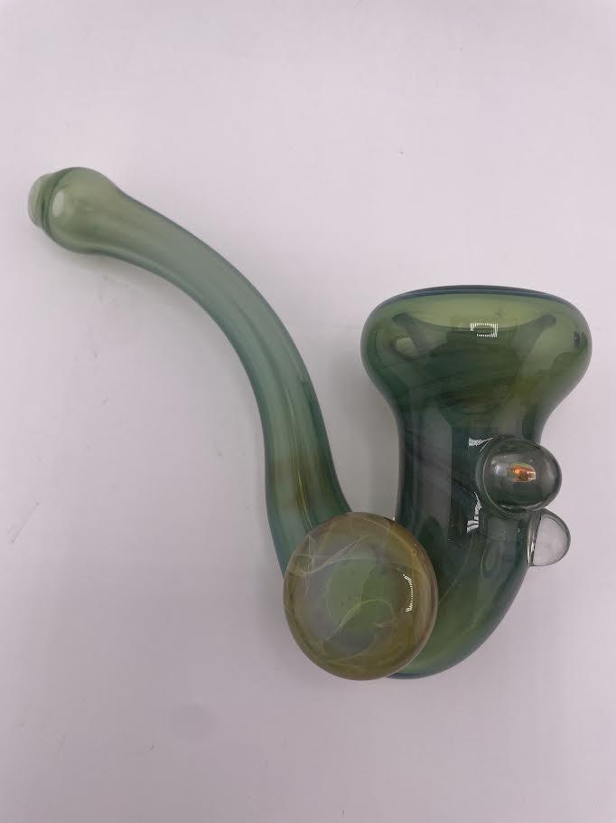 Mank Glass Dry Pipe - Sherlock, handcrafted borosilicate glass pipe with iconic curved design.