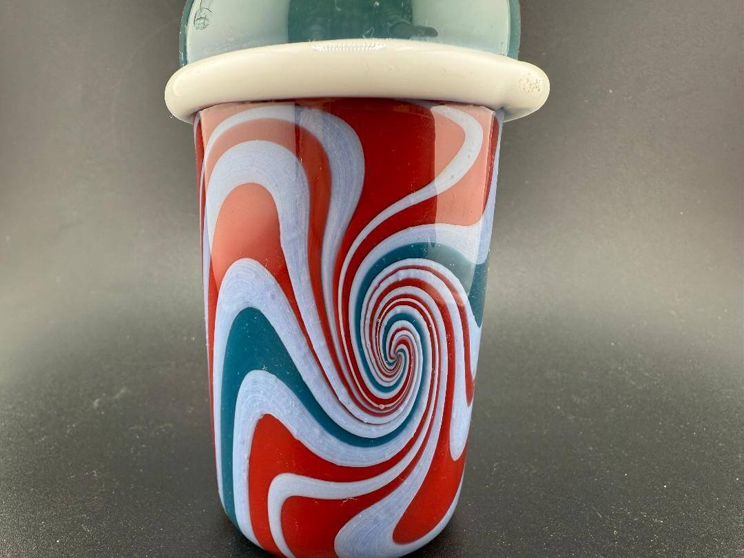 Matthew R Glass Terpee Rig 10mm 45° featuring a vibrant red and blue swirled design.