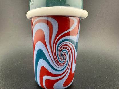 Matthew R Glass Terpee Rig 10mm 45° featuring a vibrant red and blue swirled design.