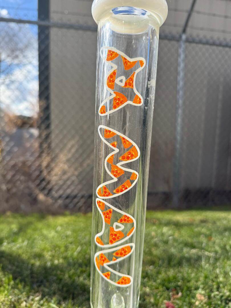 MAV Glass 9mm Thick 18" Beaker 14mm 45° - Pizza with colorful pizza-themed design