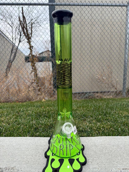 MAV Glass 18" Reversal Beaker 14mm 45° in vibrant green with unique design for smooth, filtered hits.