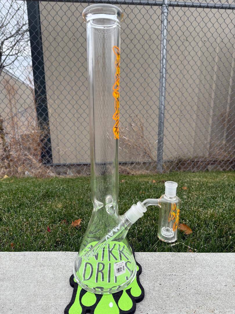 MAV Glass "18 Straight Tube Ash Catcher Combo - Taco" with a straight tube design and ash catcher for smoother hits.