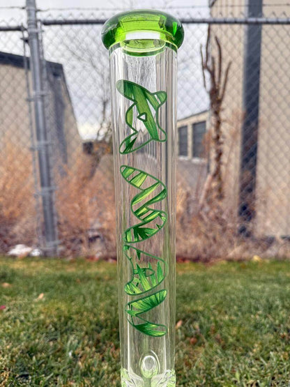 MAV Glass  9mm Thick 18" Beaker - Leafy showcasing bold leafy design and durable borosilicate glass.