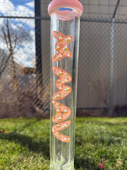 MAV Glass 9mm thick 18" Beaker 14mm 45° - Unicorn with whimsical unicorn design on sturdy borosilicate glass.