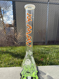 MAV Glass 9mm Thick 18" Beaker 14mm 45° - Pizza featuring playful design and durable borosilicate glass.