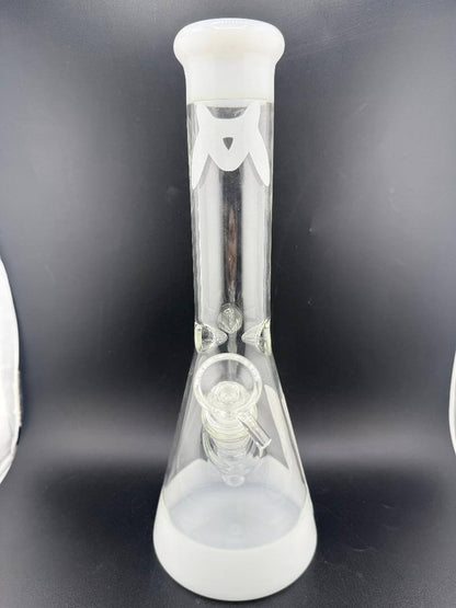 MAV Glass B44 12" Color Accent Beaker 14mm 45° featuring a sleek design with a frosted base and clear bowl.