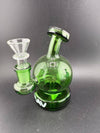 MAV Glass Vintage Bulb 4" Rig 14mm 90° in green color, featuring bulb-shaped chamber and 14mm joint.