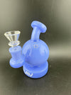MAV Glass Vintage Bulb 4" Rig 14mm 90° in blue, showcasing its bulb-shaped design and clear bowl.