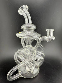 Mcdoogle Glass Clear Experimental Recycler - Handcrafted borosilicate glass rig showcasing unique design and craftsmanship.