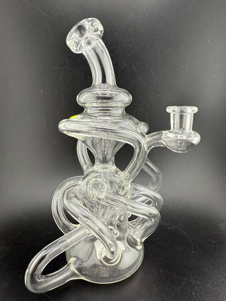 Mcdoogle Glass Clear Experimental Recycler - Handcrafted borosilicate glass rig showcasing unique design and craftsmanship.