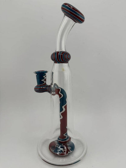 Mcdoogle Glass Clear Grateful Dead Theme Worked Rig in red, white, and blue colors with intricate detailing.
