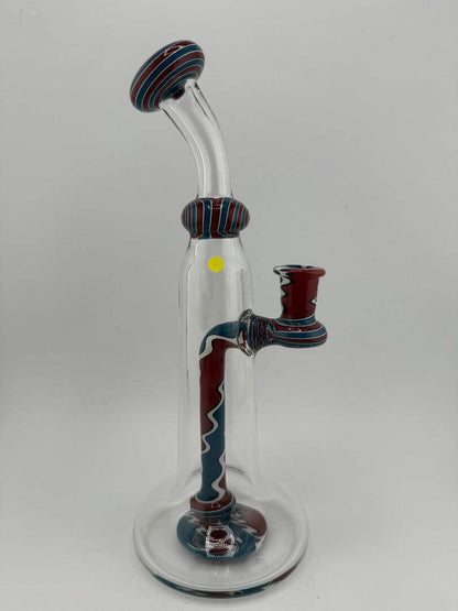 Mcdoogle Glass Clear Grateful Dead Theme Worked Rig in red, white, and blue, handcrafted from borosilicate glass.
