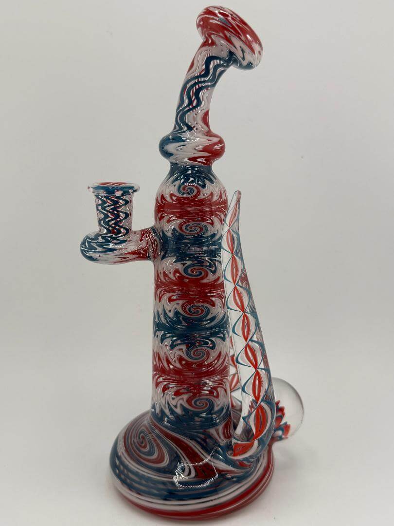 Mcdoogle Glass Fully Worked Red White & Blue Grateful Dead Themed Rig 10mm 90°