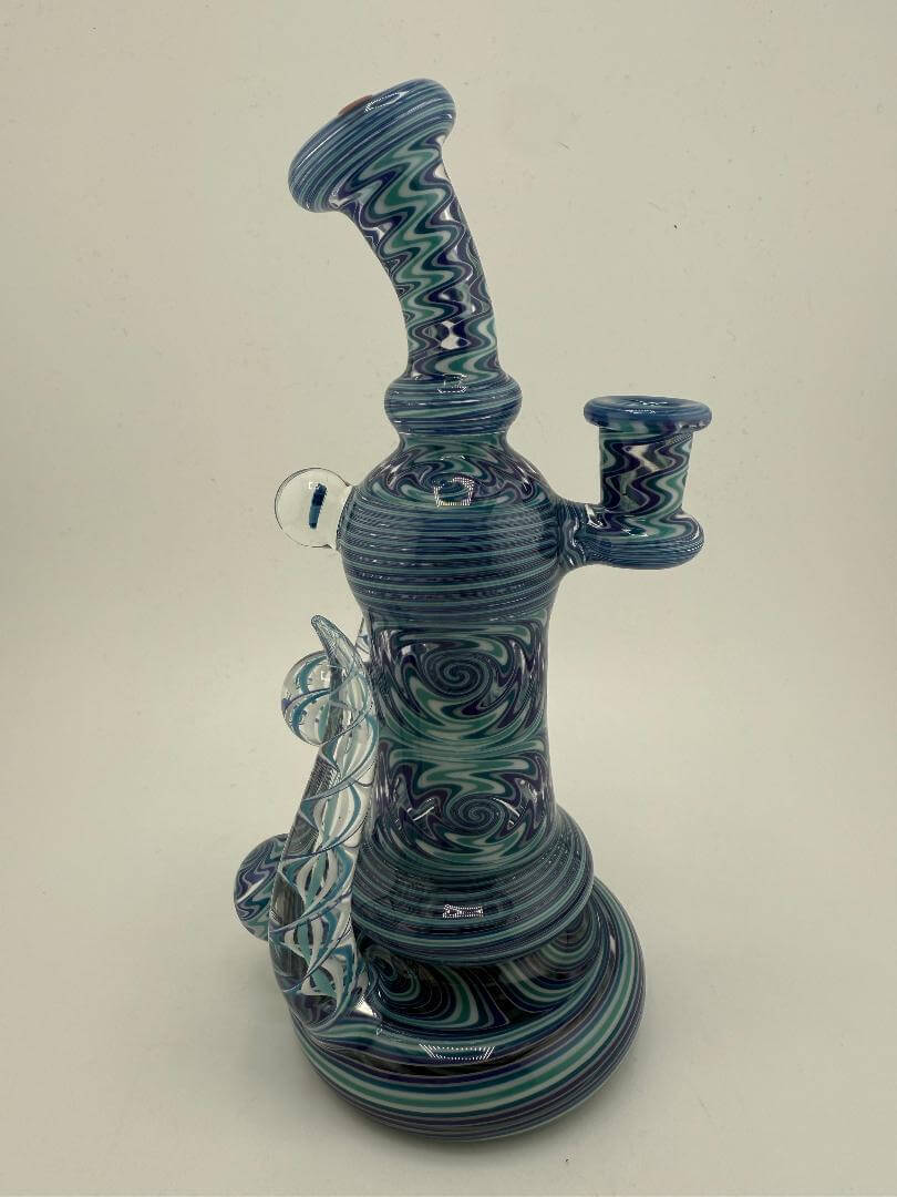 Mcdoogle Glass Fully Worked Ice Blue Wig Wag Rig | Handblown in Spokane WA | 10mm 90° with intricate design