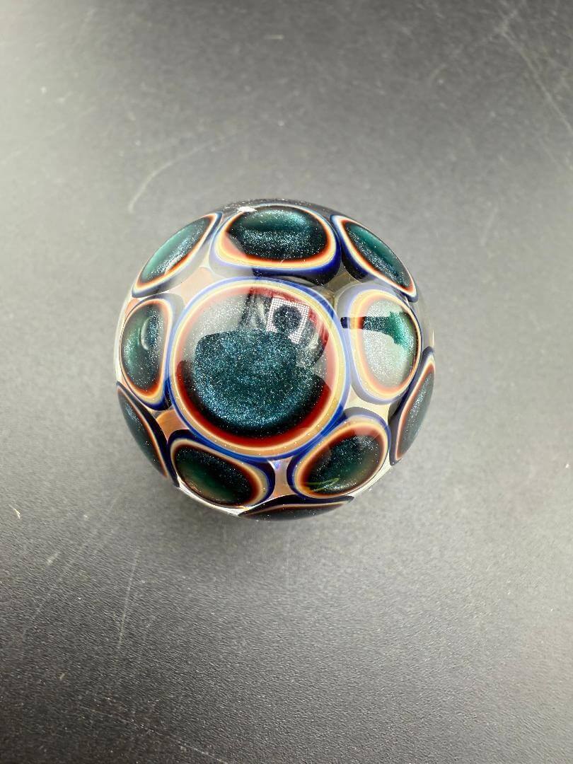 Mcdoogle Glass Marble - 31mm Fume Implosion, vibrant fume implosion design, handcrafted in Spokane.